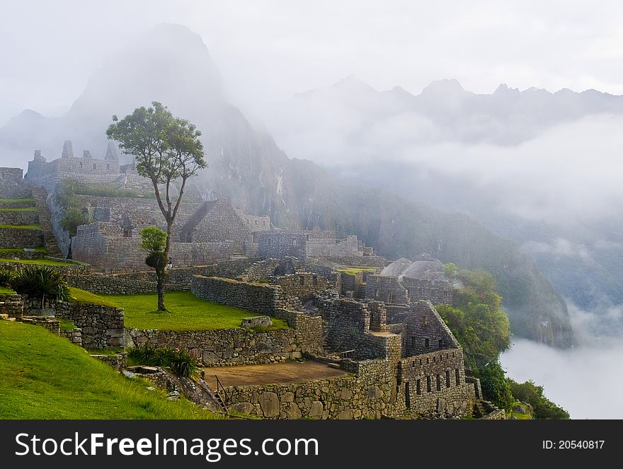 View of the archeological site of Machu Pichu