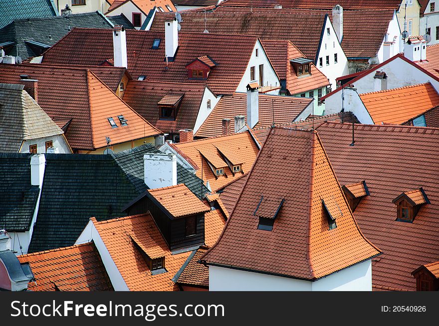 The picture of Cesky Krumlov roofs. The picture of Cesky Krumlov roofs