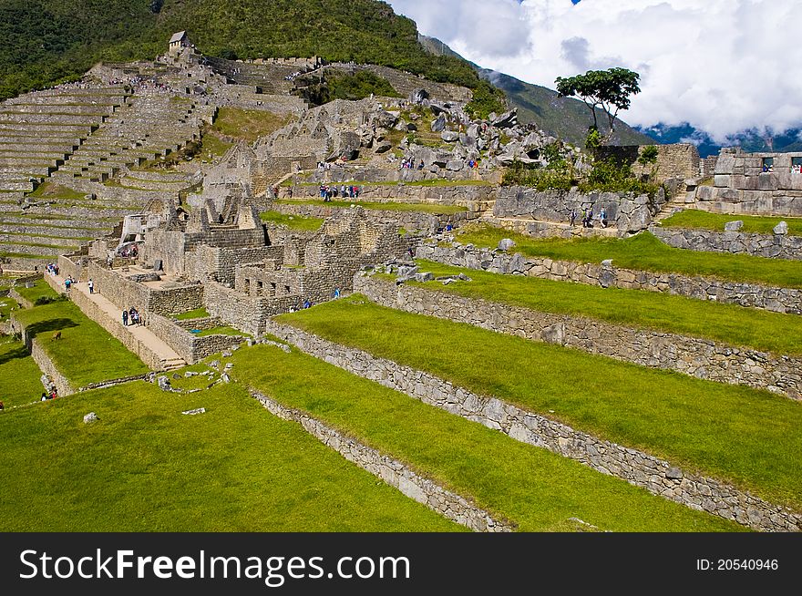 View of the archeological site of Machu Pichu