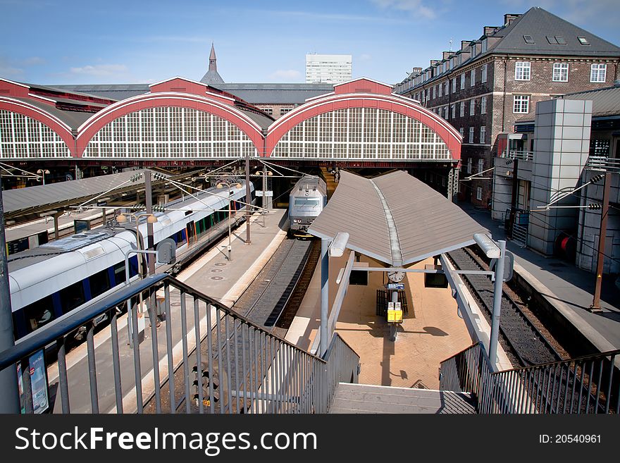 The trainstation in Copenhagen, Denmark