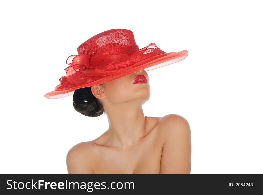 Beautiful Woman With Red Hat