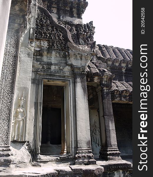 A doorway at Angkor Watt temple in Siem Reap, Cambodia. A doorway at Angkor Watt temple in Siem Reap, Cambodia