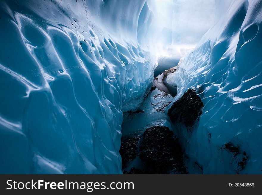 Wall of ice formed inside glacier