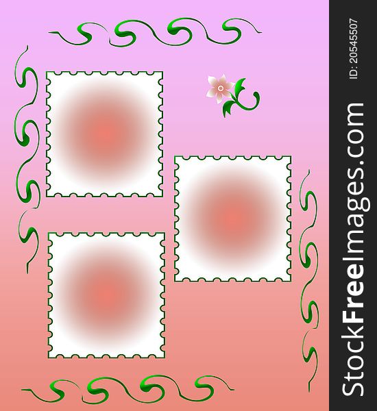 Pink background with delicate cutouts scrapbook illustration. Pink background with delicate cutouts scrapbook illustration