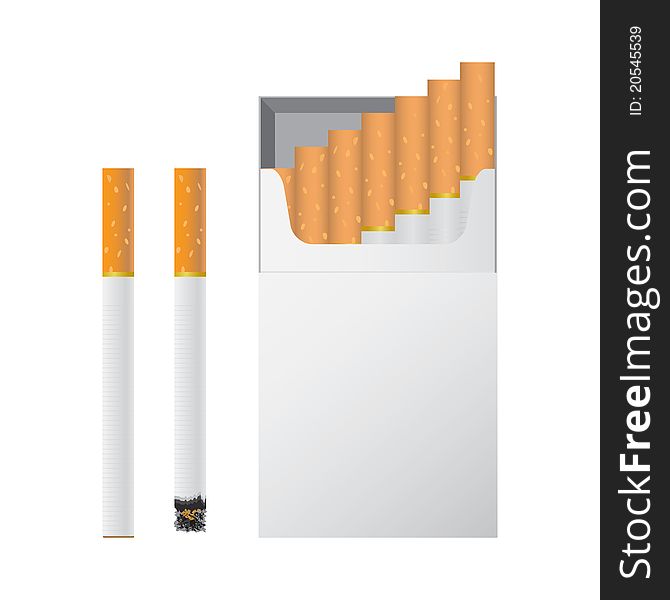 Vector illustration of cigarettes on a white background. Vector illustration of cigarettes on a white background