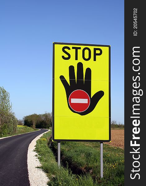 Wrong direction of traffic signs in the countryside
