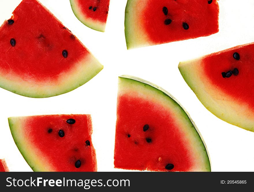 Isolated Slices of watermelon on white. Isolated Slices of watermelon on white