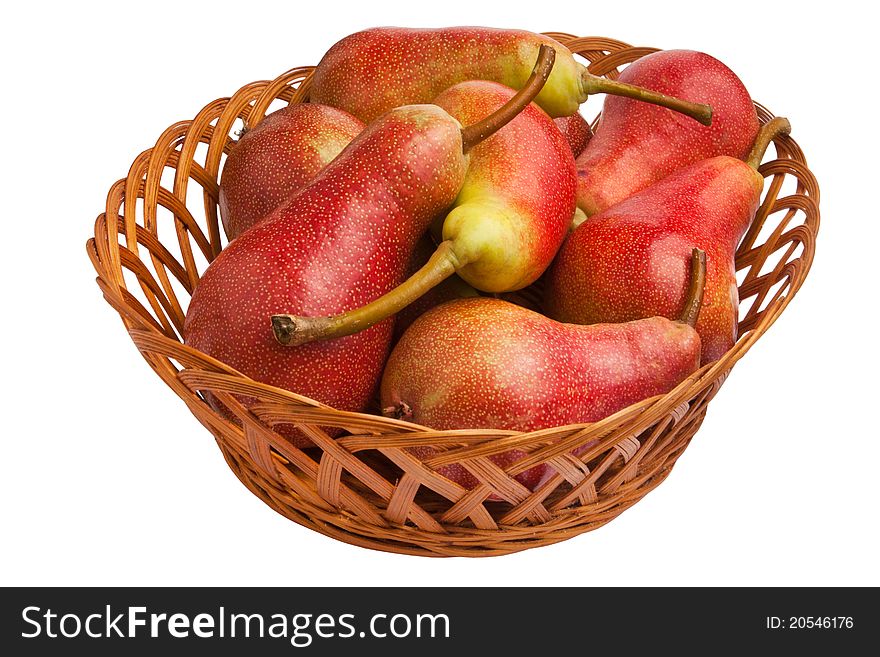 Pears in a basket isolated on white