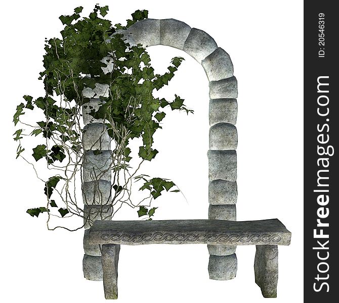 Stone Bench With Ivy