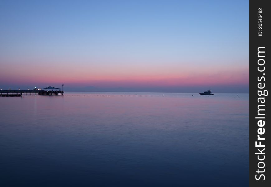 Sunrise by the Mediterranean sea of coast of Antalia. Sunrise by the Mediterranean sea of coast of Antalia.
