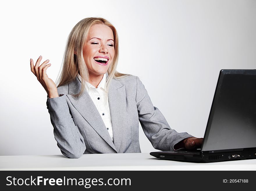 Business Woman Working On Laptop