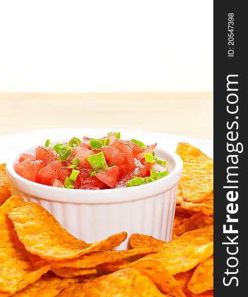 Bowl Of Salsa And Fresh Nachos