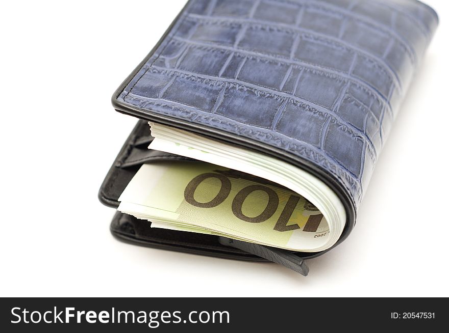 Wallet with money isolated on the white background