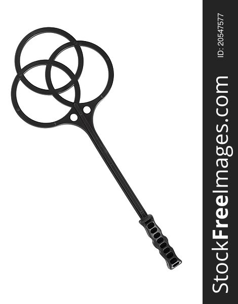 Black plastic carpet-beater isolated on white background with clipping path. Black plastic carpet-beater isolated on white background with clipping path