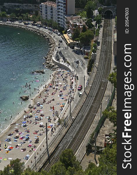 Aerial View Of Beach And Railway