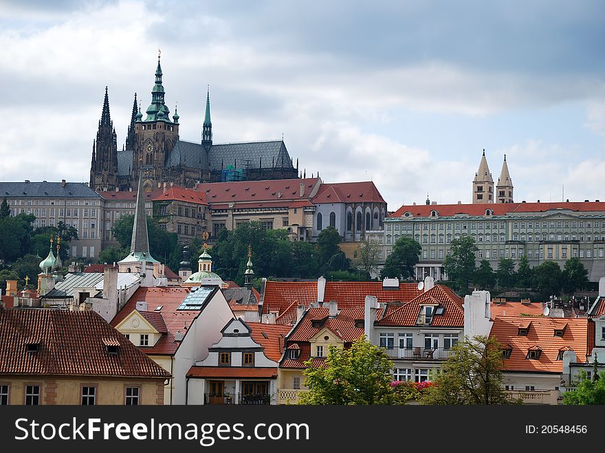 Prague city and Cathedral Saint-Guy