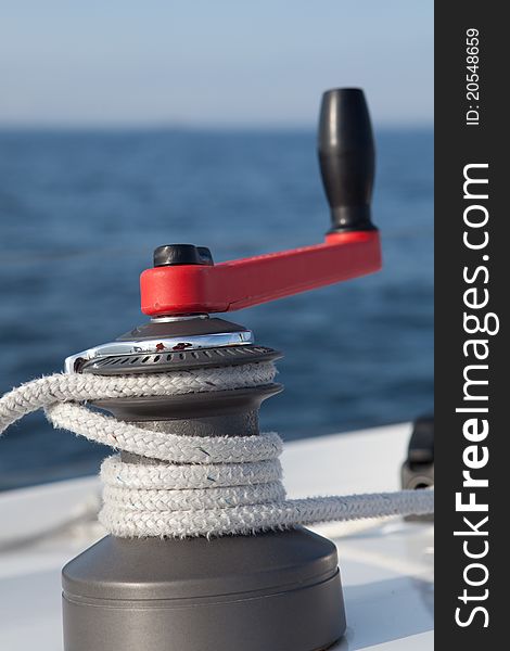 Winch on sailboat