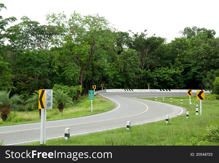 This s-curve is one of Kong Ping Ngu curve which is the part of main road from Kalasin to Sakonakorn, Thailand.