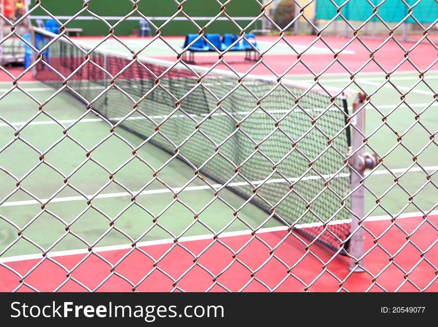 Outdoor tennis court net use for background