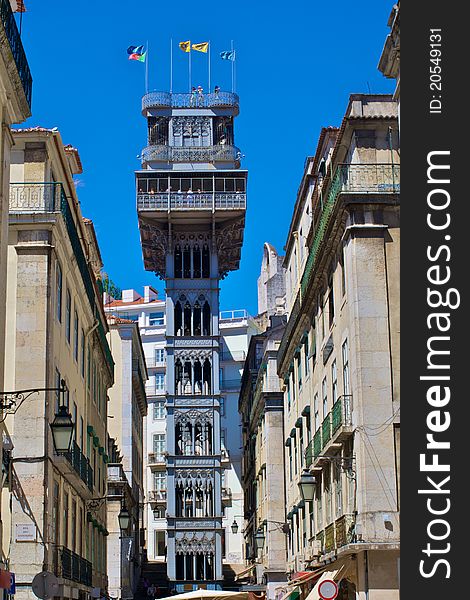 Famous portuguese elevator, Santa Justa, in Lisbon. Famous portuguese elevator, Santa Justa, in Lisbon