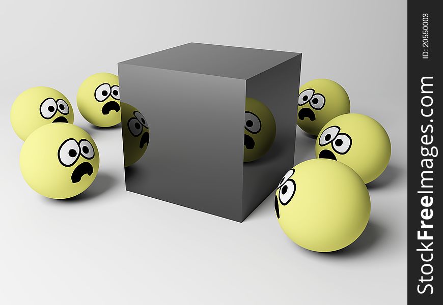 3d render of scene with funny spherical people. 3d render of scene with funny spherical people.
