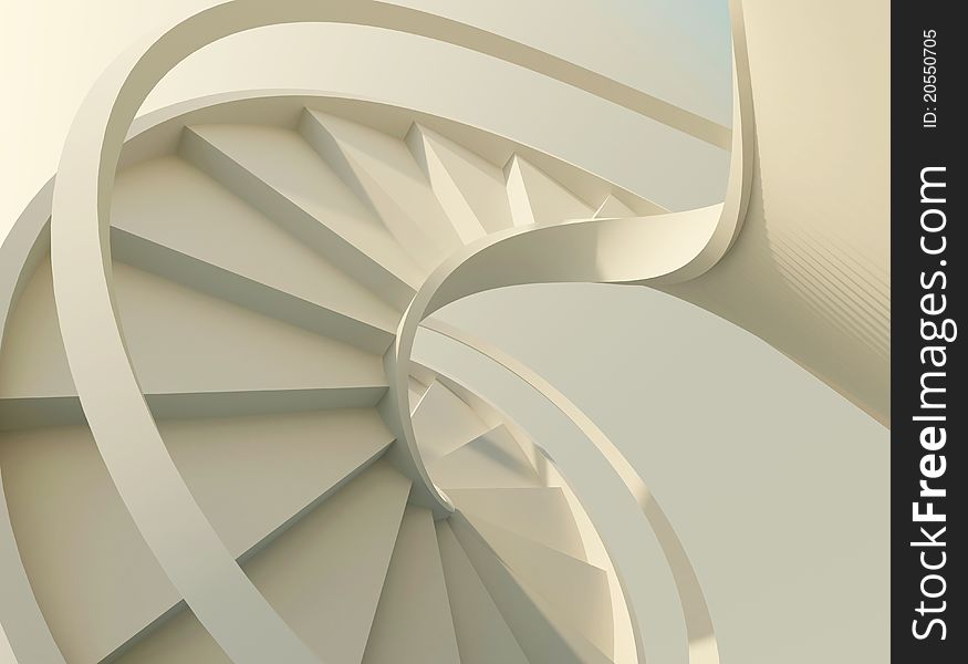 Abstract spiral staircase with slim handrails. Abstract spiral staircase with slim handrails