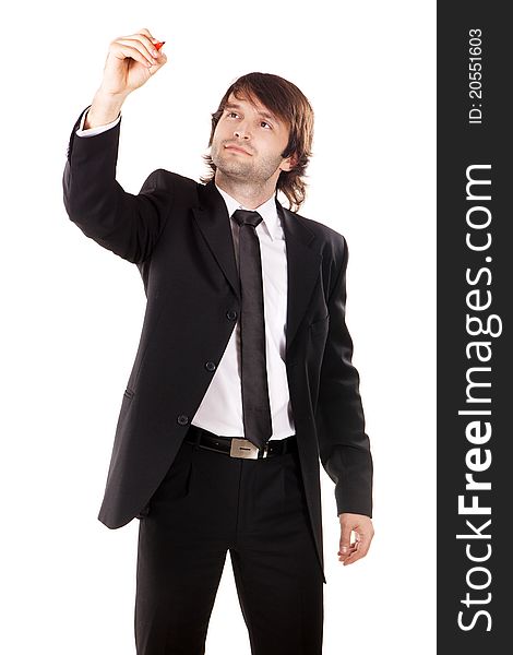 Handsome young man in business suit, studio photo