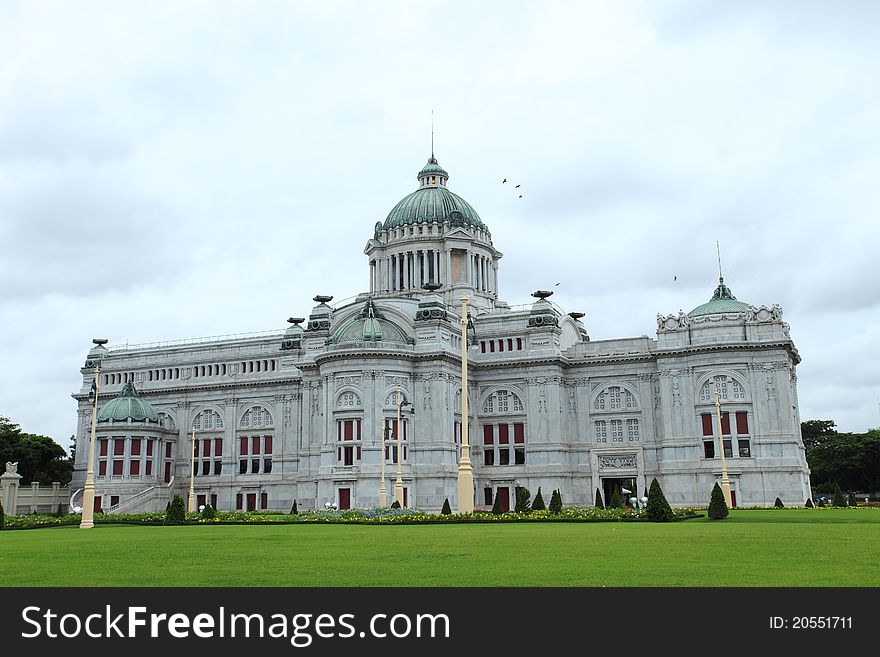 Ananda Samakhom Throne Hall  in raining season