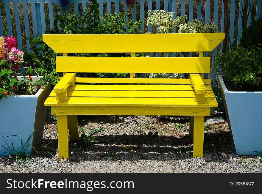 Yellow bench in the park. Yellow bench in the park.