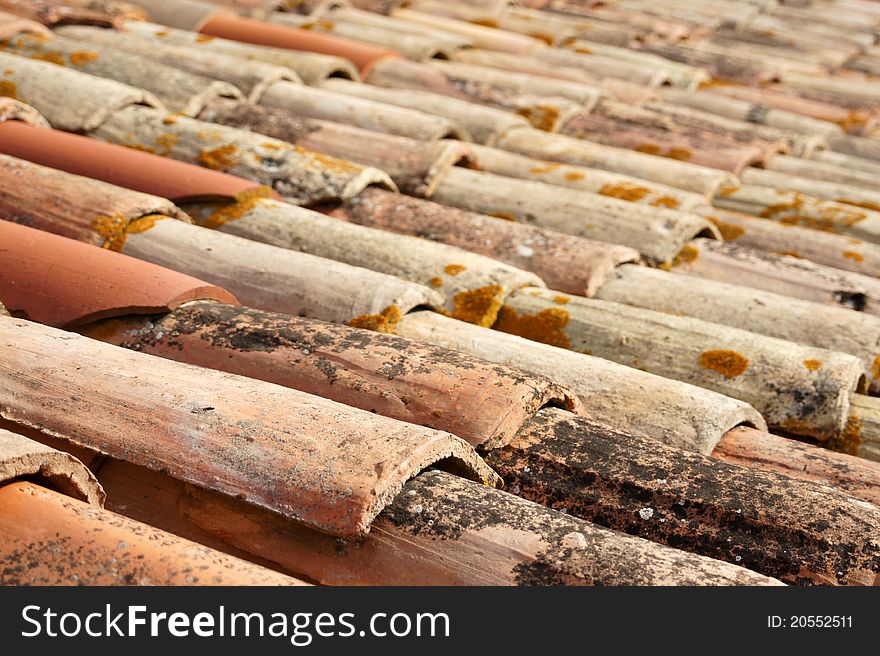 Detail of rooftop with roofing tiles. Detail of rooftop with roofing tiles.