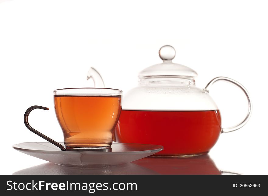 Raspberry tea isolated on white