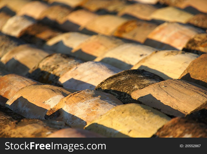 Detail of rooftop with roofing tiles