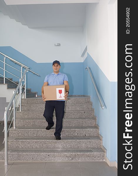 View of delivery man in uniform