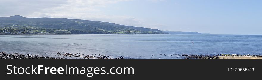 A panoramic of the glens of antrim from Ballygally head