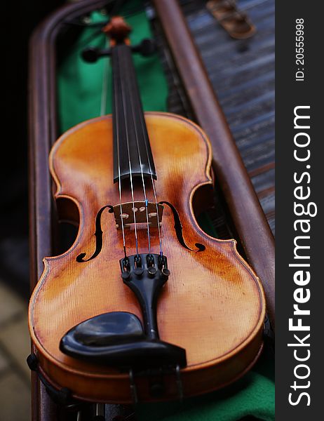 Violin Laying On A Cimbalon.