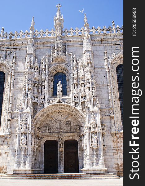 Main entrance to Jeronimos Monastery in Belem, Lisbon, Portugal. Main entrance to Jeronimos Monastery in Belem, Lisbon, Portugal