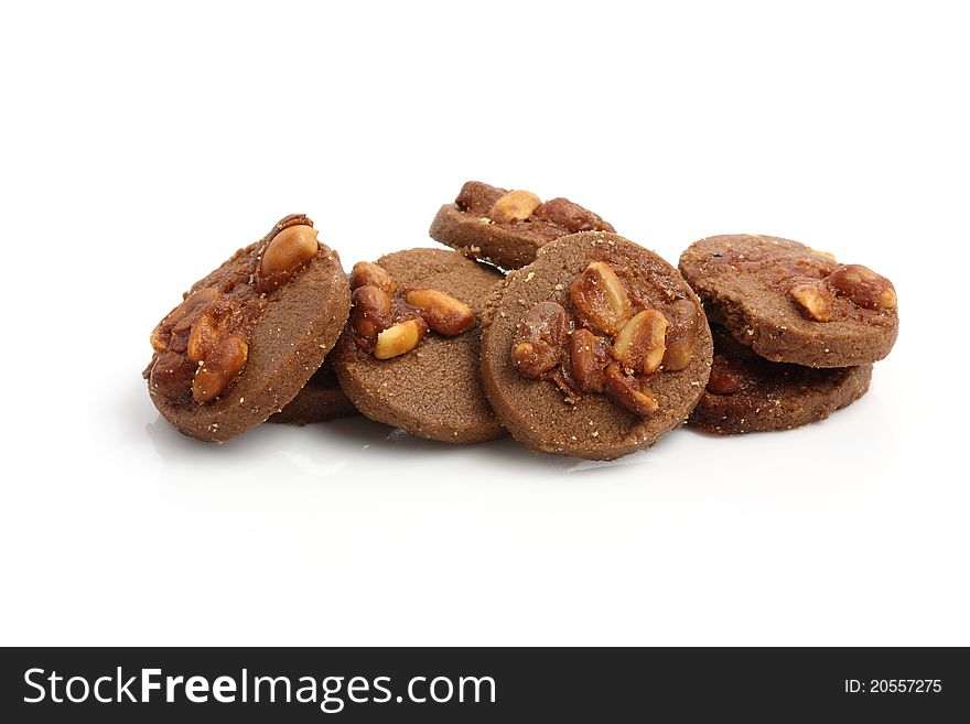 Peanut cookie isolated in white background