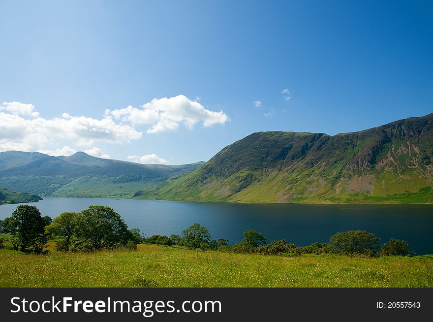 The stunning view of crammock water near buttermere in cumbria in the lake district in england. The stunning view of crammock water near buttermere in cumbria in the lake district in england