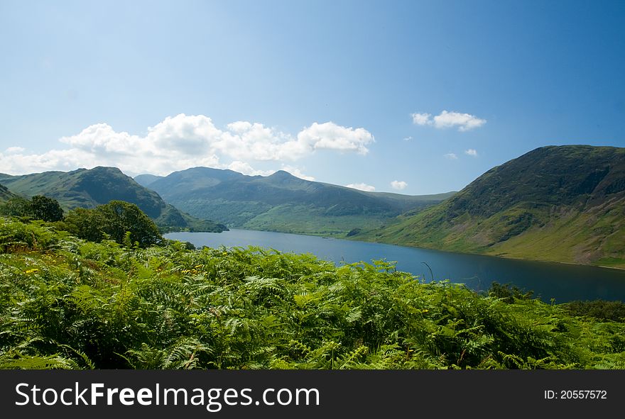 The stunning view of crammock water near buttermere in cumbria in the lake district in england. The stunning view of crammock water near buttermere in cumbria in the lake district in england