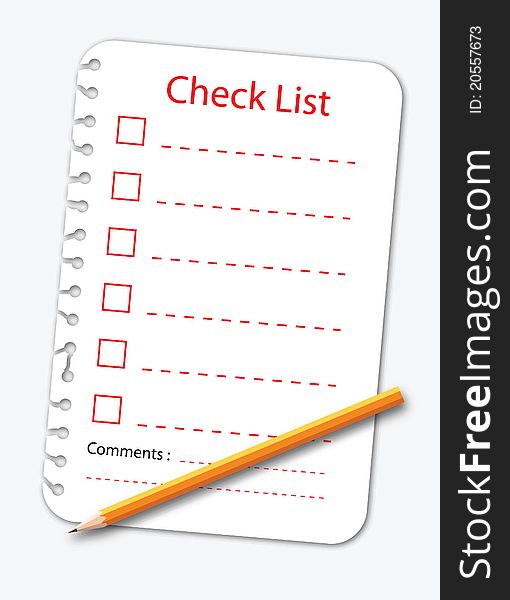 Check list note paper with pencil illustration