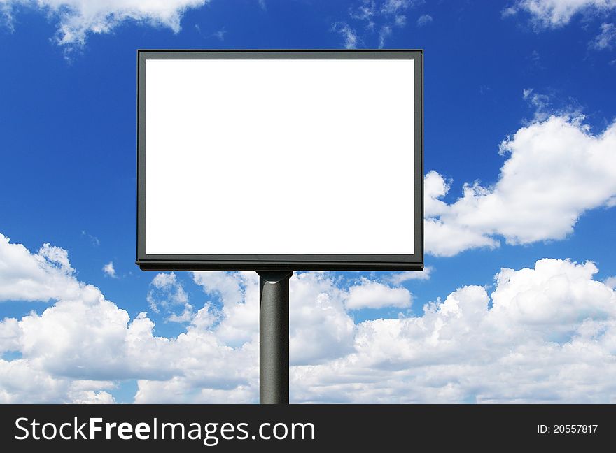 Blank billboard against blue sky, put your own text here