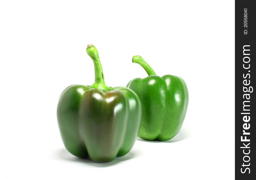 Fresh green pepper isolated on white