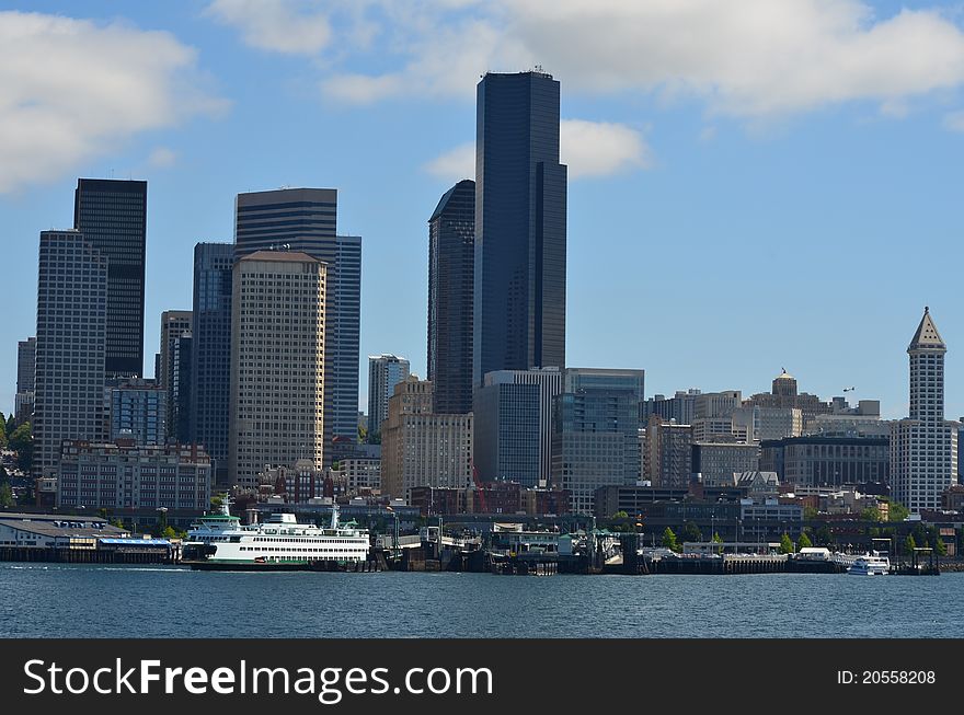 Ferry boat docked in Seattle. Ferry boat docked in Seattle