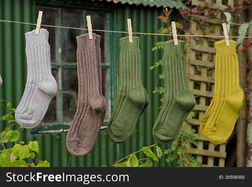 Heavy ribbed wool socks outdoors