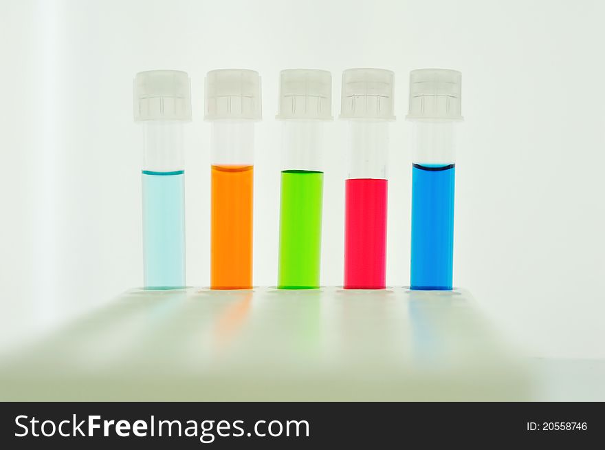 Test tubes with colorful reagent