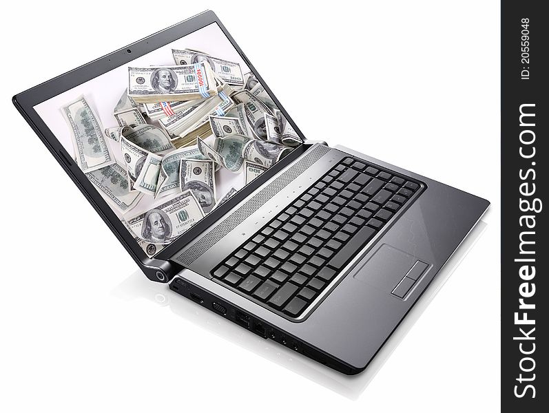 Laptop Packages of Hundred Dollars (Bank note) Treasure. Laptop Packages of Hundred Dollars (Bank note) Treasure