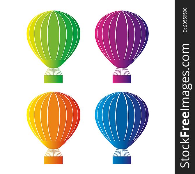 Vector isolated color hot air balloons.