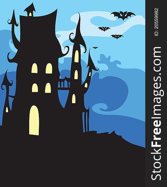 Halloween background with buts and castle