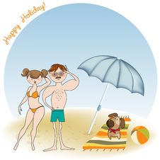 Happy Couple On The Beach Stock Photos Happy Couple On The Beach Stock Photos