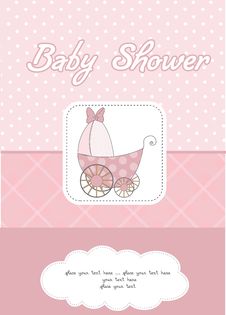 Baby Shower Announcement Card With Pram Stock Photos Baby Shower Announcement Card With Pram Stock Photos